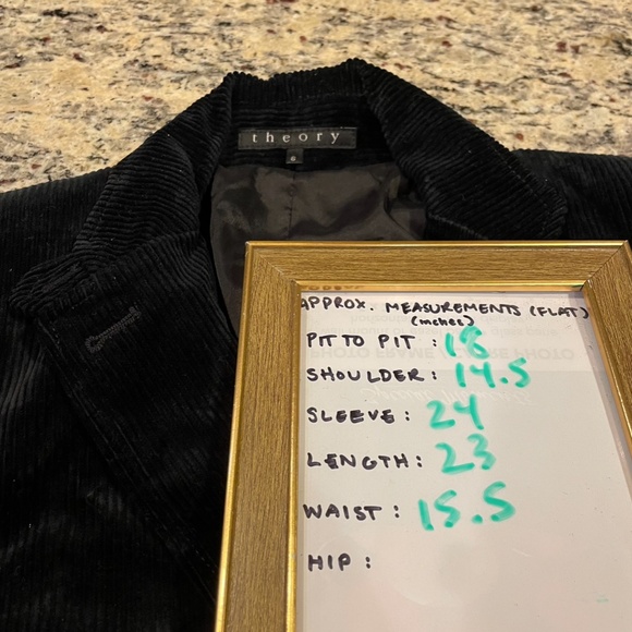 Theory Corduroy Blazer 6 Black Velvet Ribbed Button Surgeon Cuff Jacket Business - Picture 4 of 16